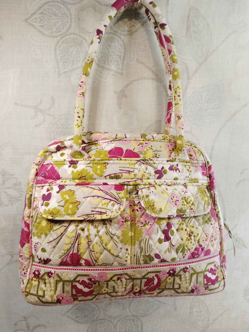 Vera Bradley Pink, Green & Cream Quilted Shoulder Bag